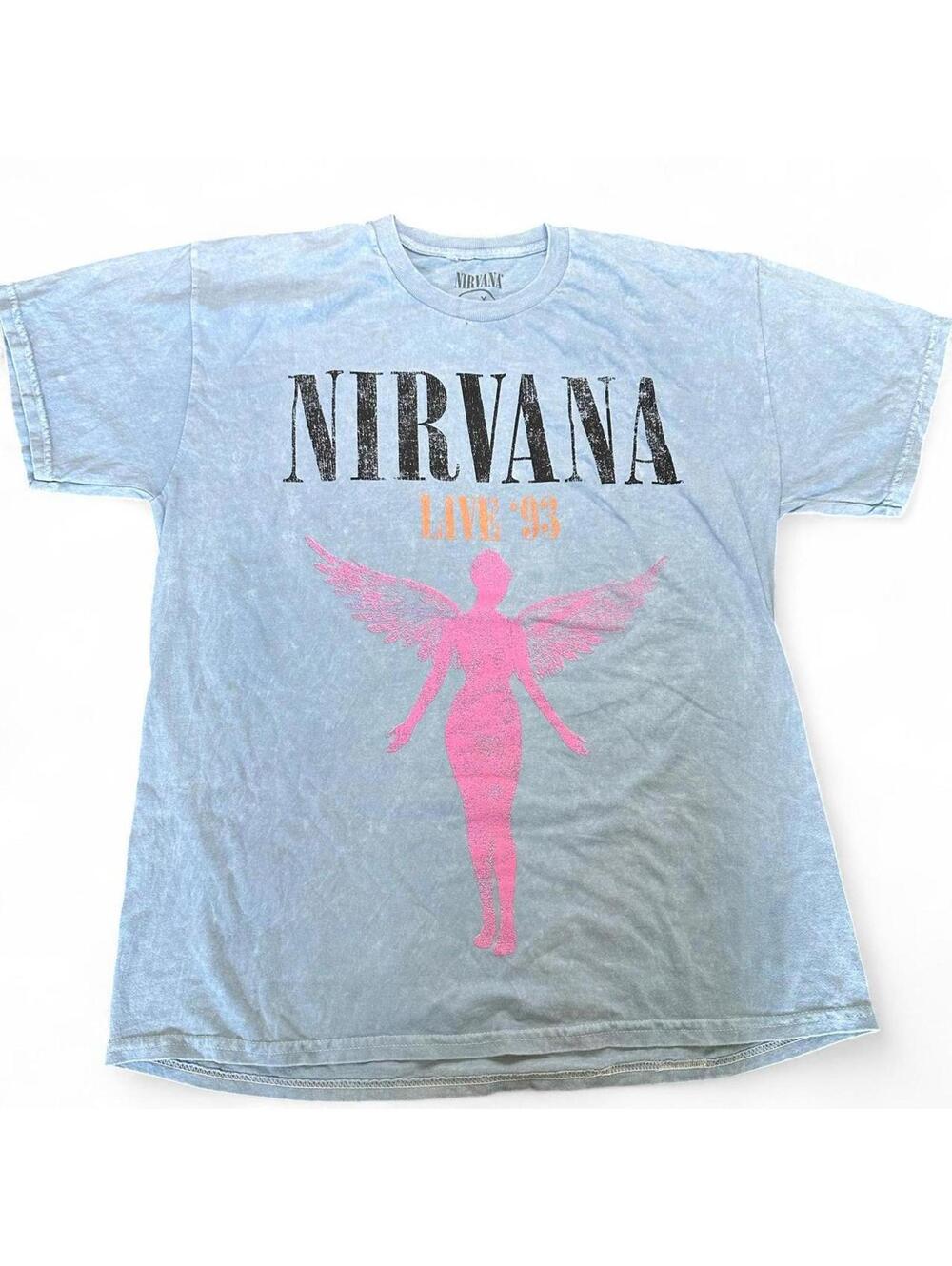 Nirvana Live '93 Band T-Shirt Light Blue Large